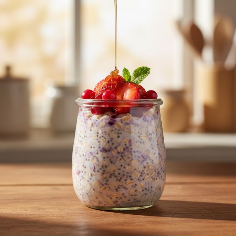 Как быстро приготовить ленивую овсянку с ягодами на завтрак