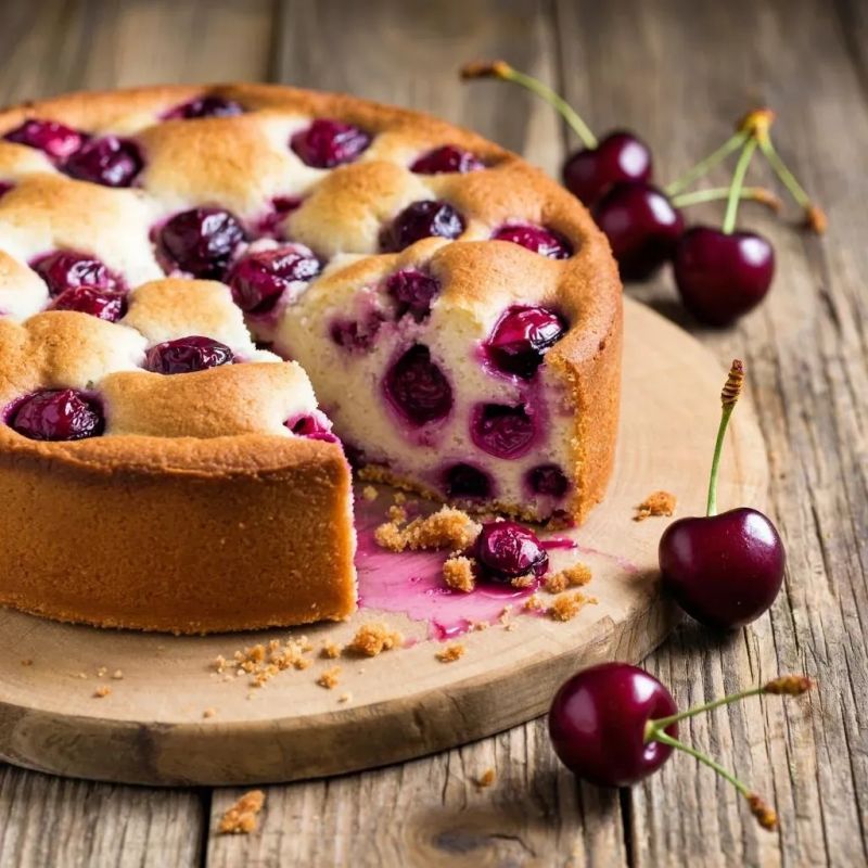 Вкусный вишневый пирог с насыщенным ванильным ароматом