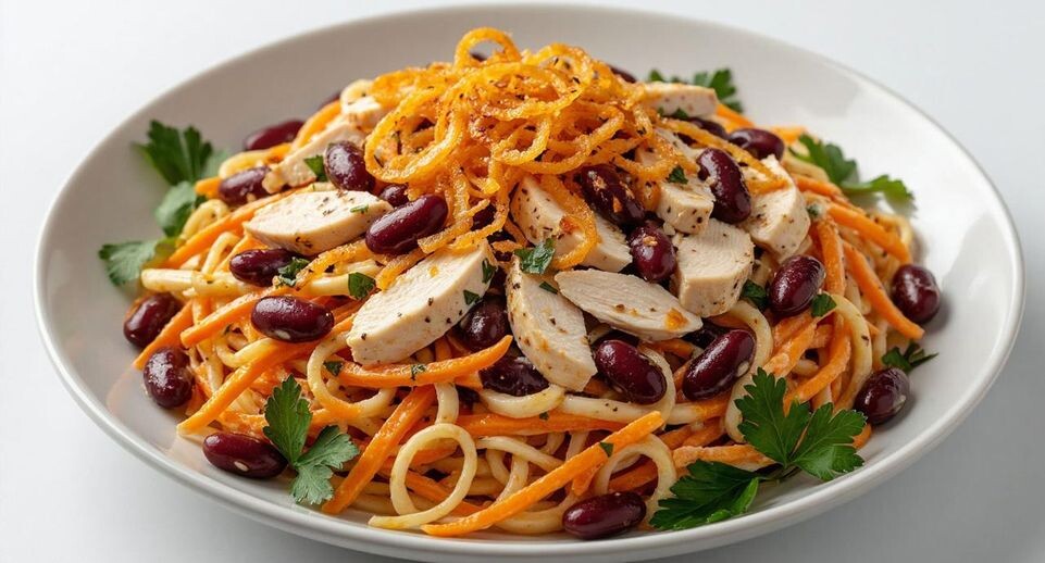 Новый взгляд на новогодний стол: сытный салат с морковью по-корейски